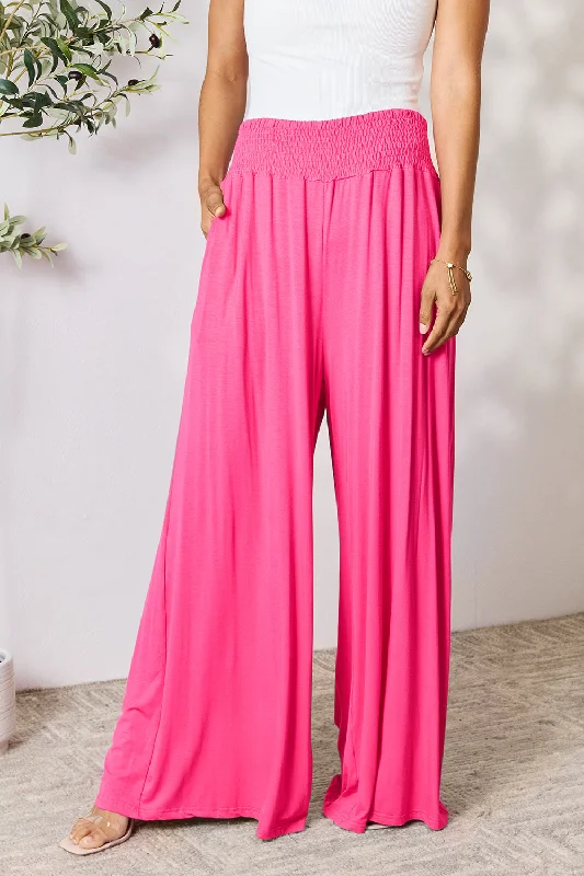 Size Inclusive Smocked Wide Waistband Wide Leg Pants