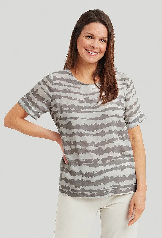 Ombre Stripe Carrie Top - Taupe/White