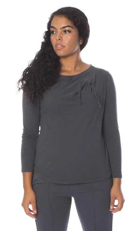 Knot Long Sleeve Cotton Cashmere Shirt - Charcoal