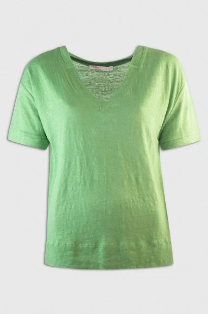 Md'M Short Sleeved LInen Green T Shirt