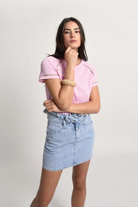 Molly Bracken Pink Knitted Tee