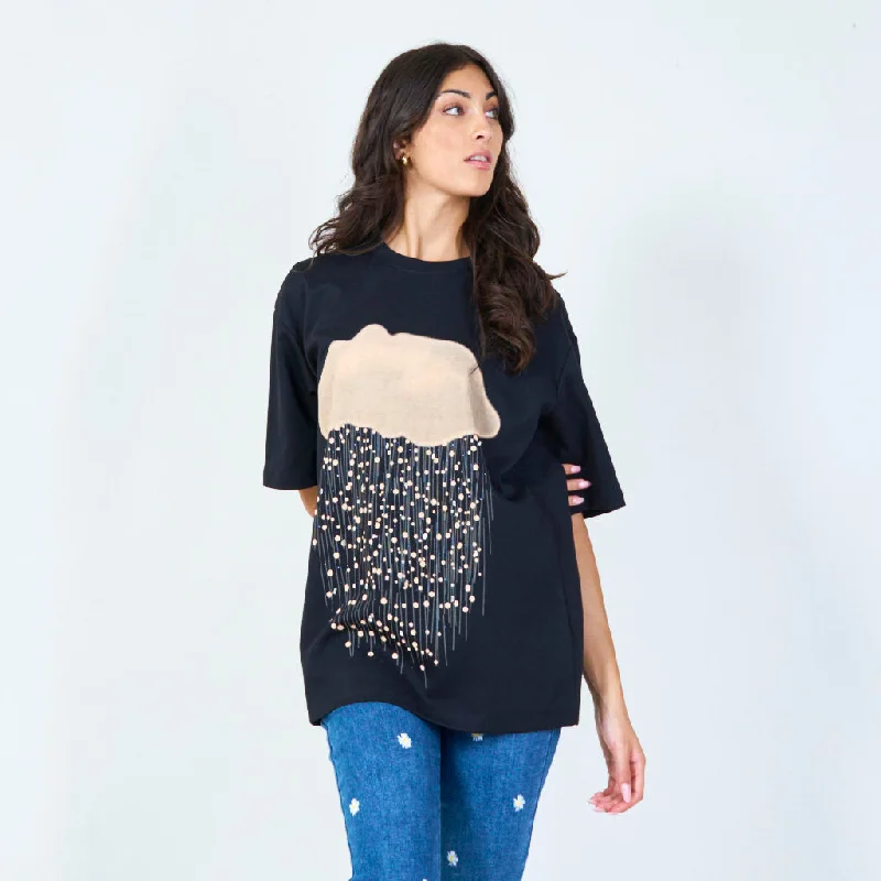 Oversized t-shirt with abstract cloud print wholesale