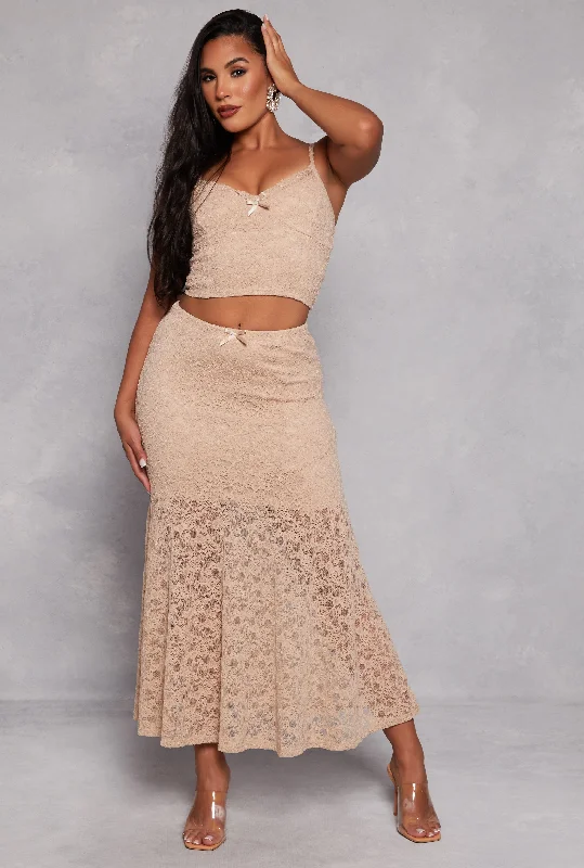 Almost Famous Floral Lace Maxi Skirt