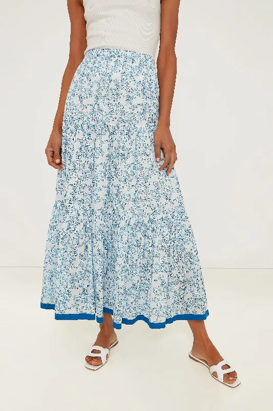 Blue Lucrecia Frilly Maxi Skirt