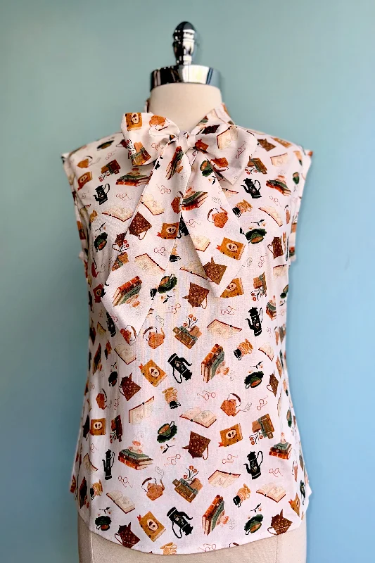 Books and Coffee Bow Top by Retrolicious