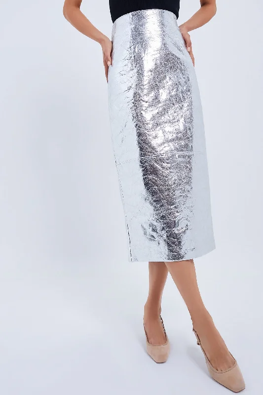 Crinkled Silver Cameron Skirt