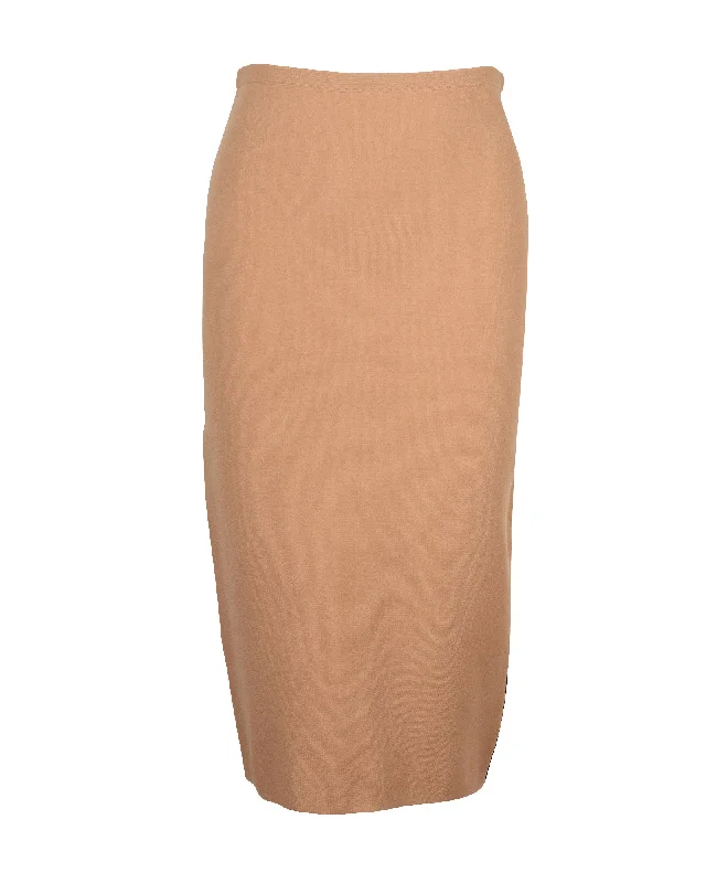 Diane Von Furstenberg Bi-Colour Knit Pencil Skirt in Tan Viscose