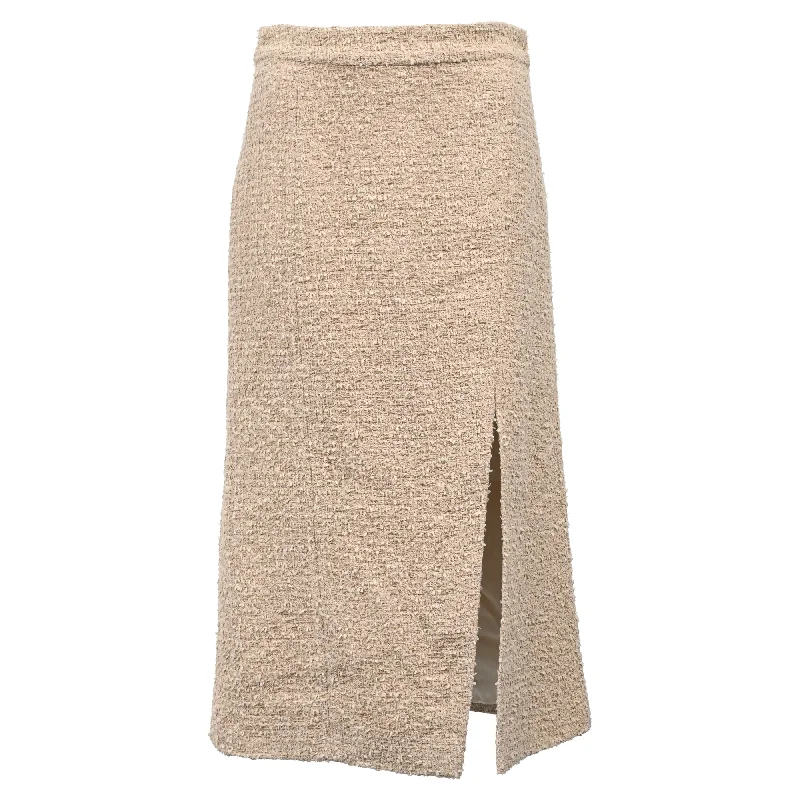 Etro High-Waisted Midi Skirt in Beige Tweed