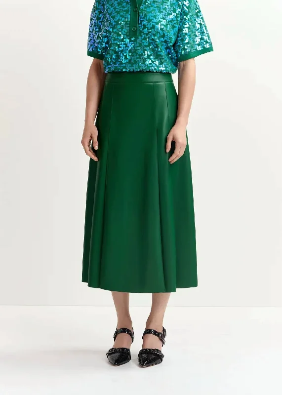 Geeuw Faux Leather Midi Skirt In Dark Green