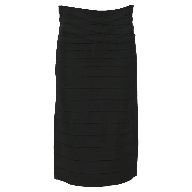 Herve Leger Bandage Pencil Skirt in Black Rayon