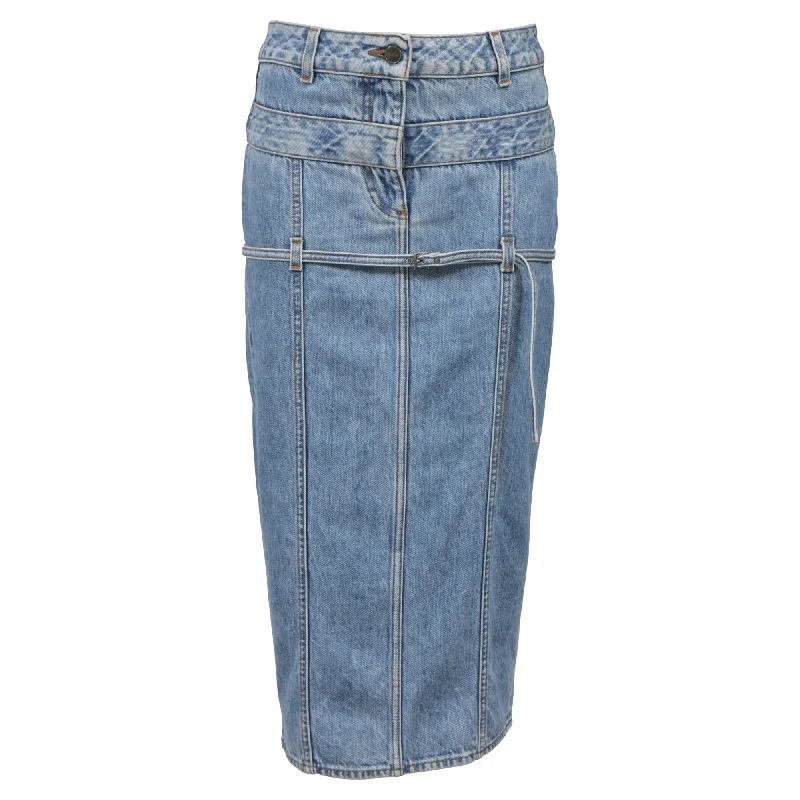 Jacquemus Pencil Skirt in Blue Cotton Denim