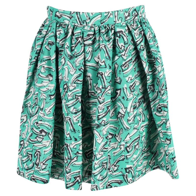 Miu Miu Arrow Printed Mini Circle Skirt in Multicolor Nylon