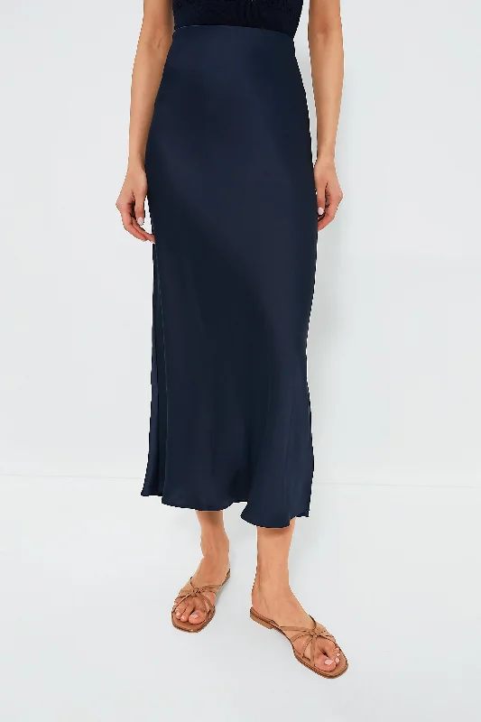 Nautical Navy Silky Slip Skirt