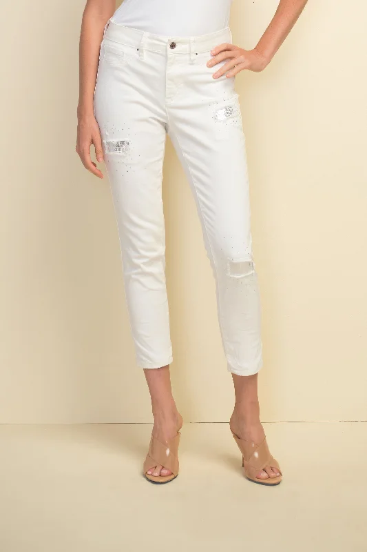 Joseph Ribkoff White, Sequin Patch Jeans