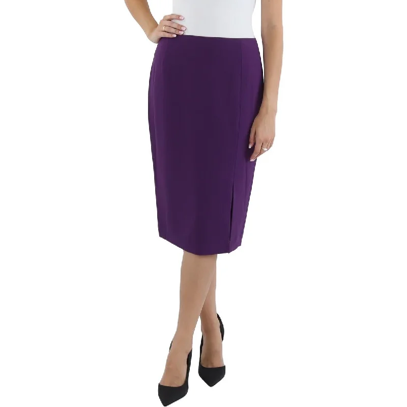 Womens Crepe Solid Pencil Skirt