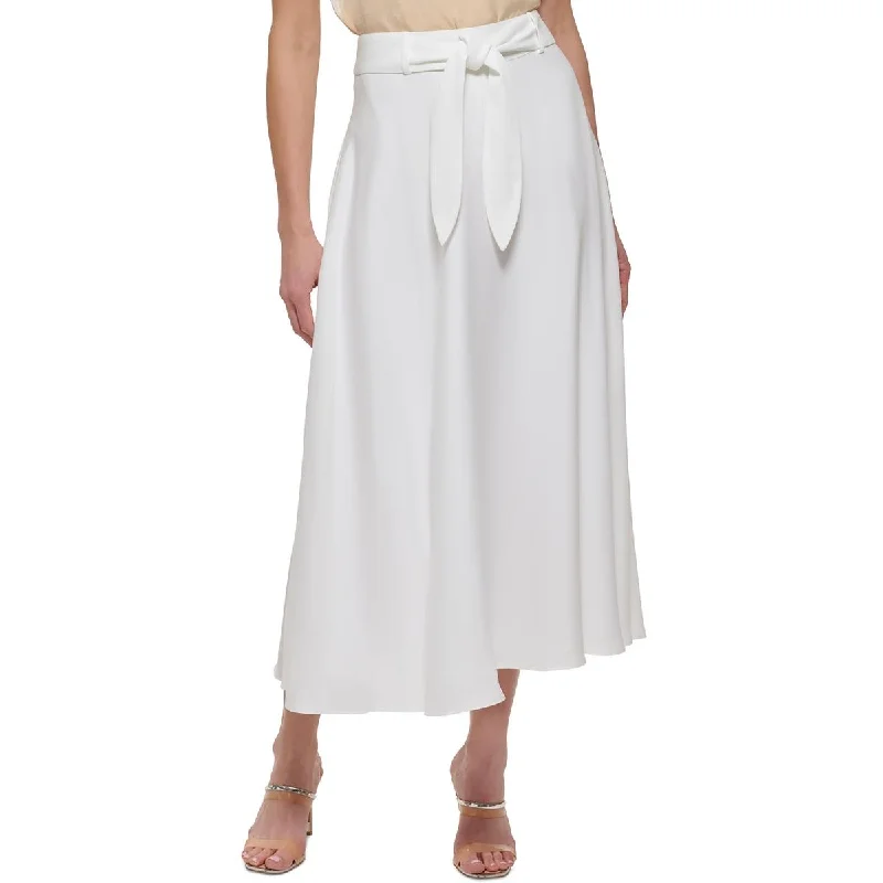 Womens Knit Belted Midi Skirt