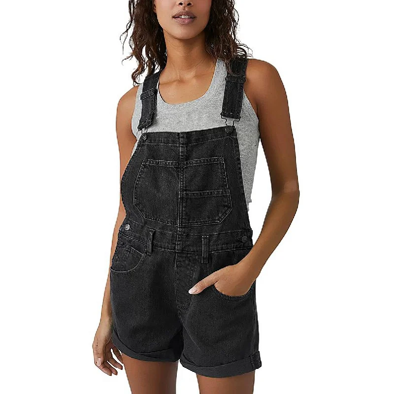 Ziggy Womens Cuffed Denim Shortalls