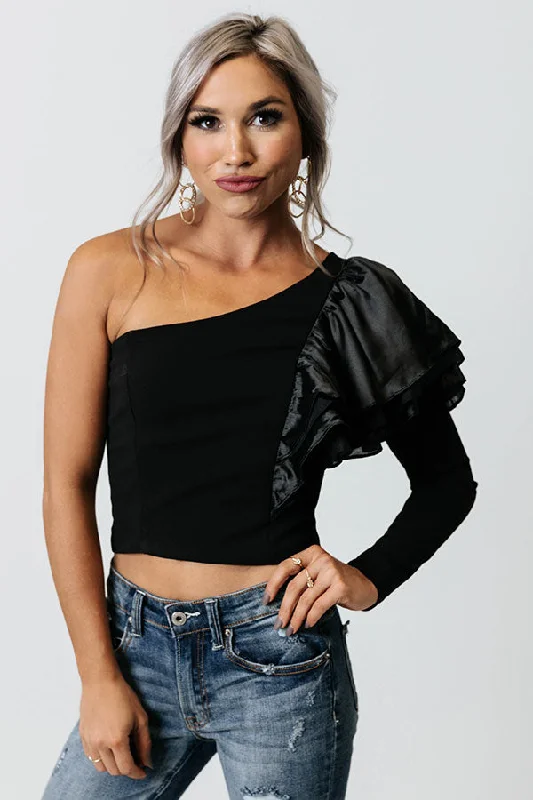 London Proper One Shoulder Top In Black