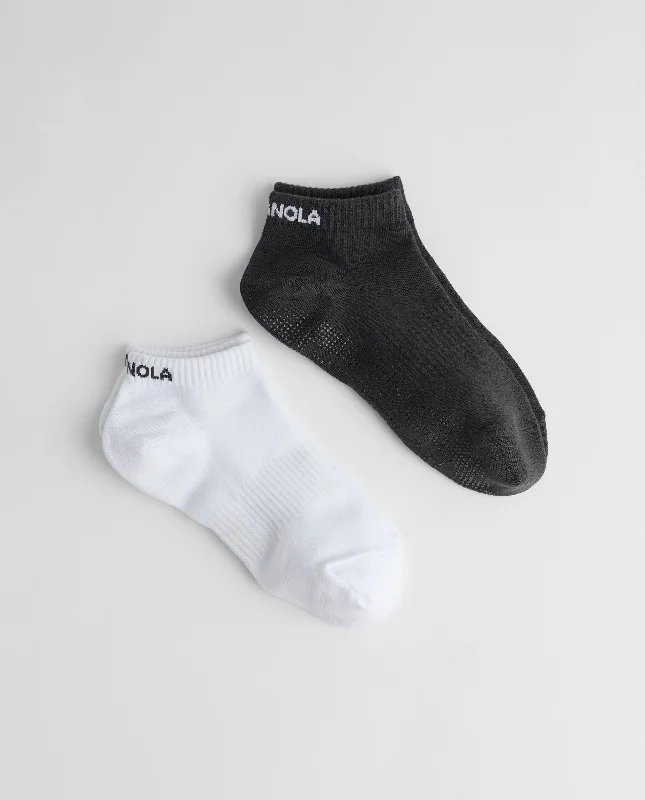 2 Pack Grip Socks - White, Graphite Grey