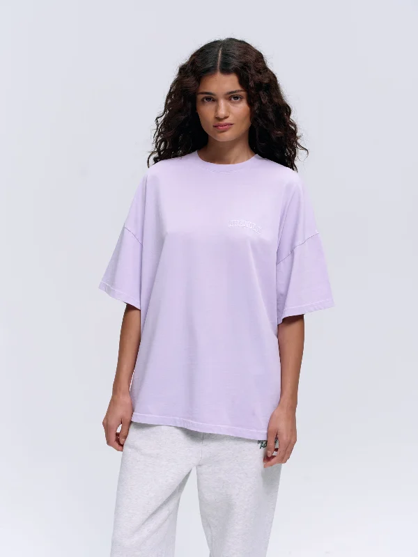 Varsity Washed Short Sleeve Drop Shoulder T-shirt - Lilac Purple