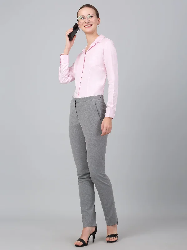 Women's Pink Solid Formal Shirt